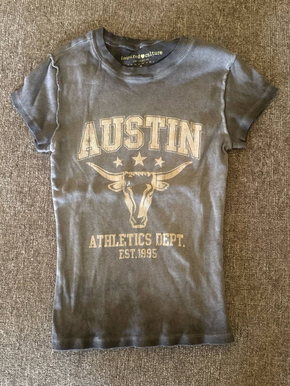 Inspired Culture Austin Graphic Tee - Charcoal with Cream Print